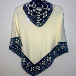 Lorena black and creme poncho- small/medium